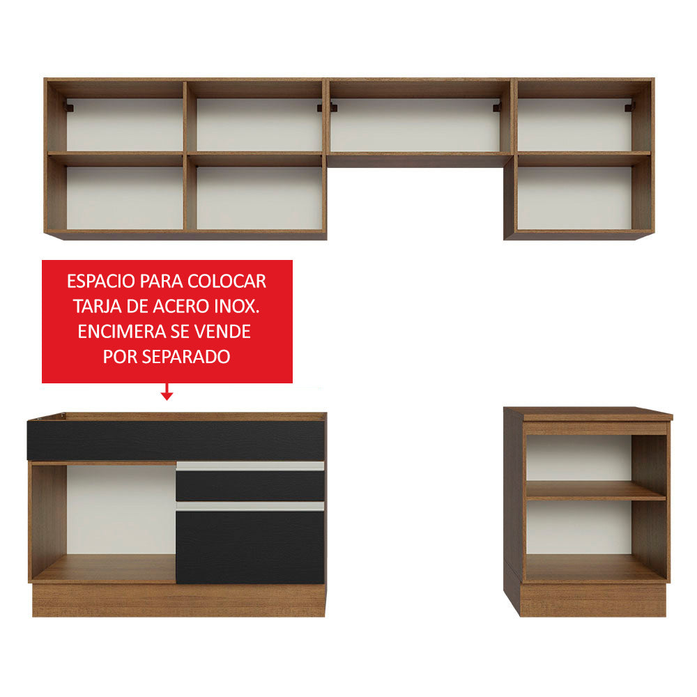 Cocina Integral Glamy 2.60 Metros Marrón/Negro 04