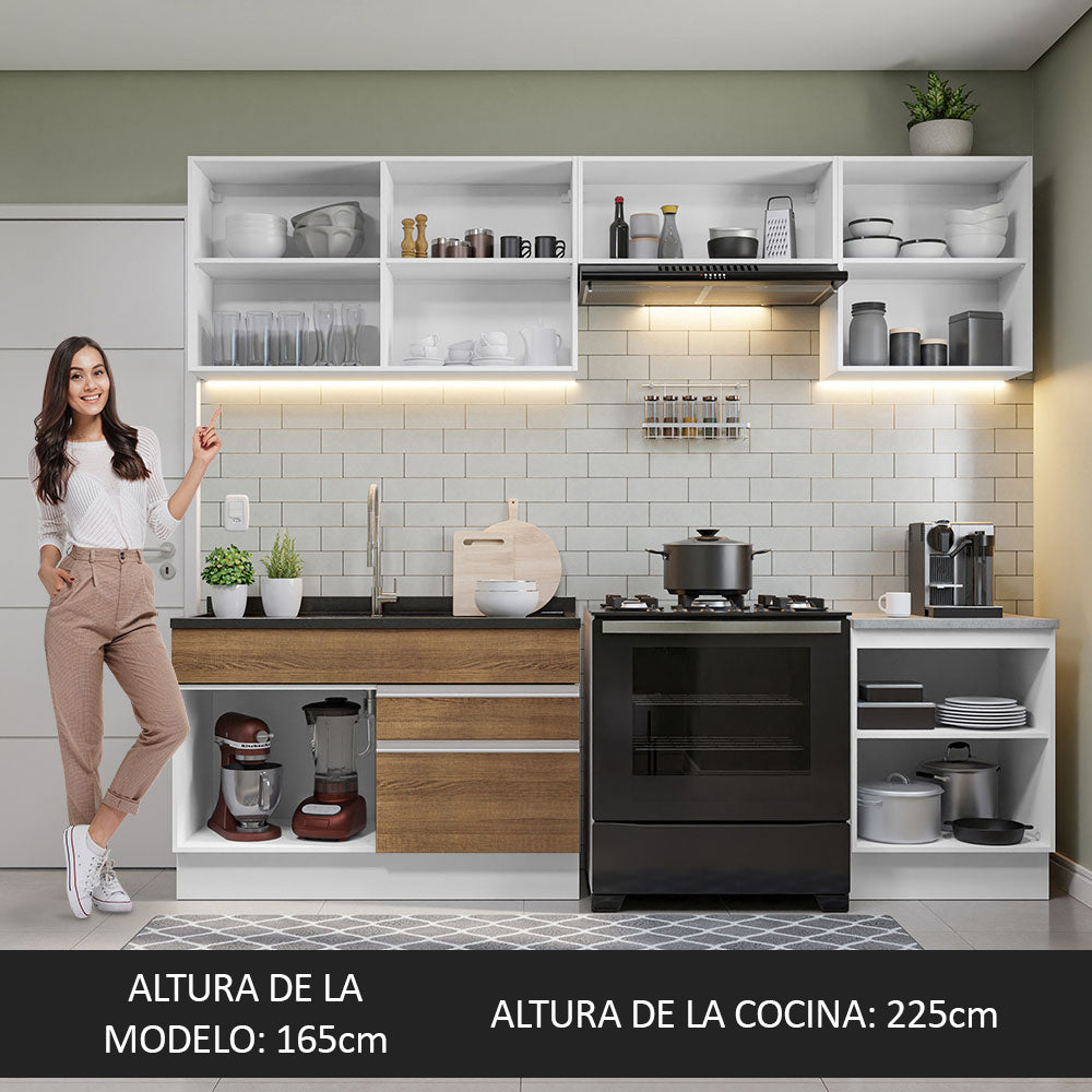 Cocina Integral Glamy 2.60 Metros Blanco/Marrón 04