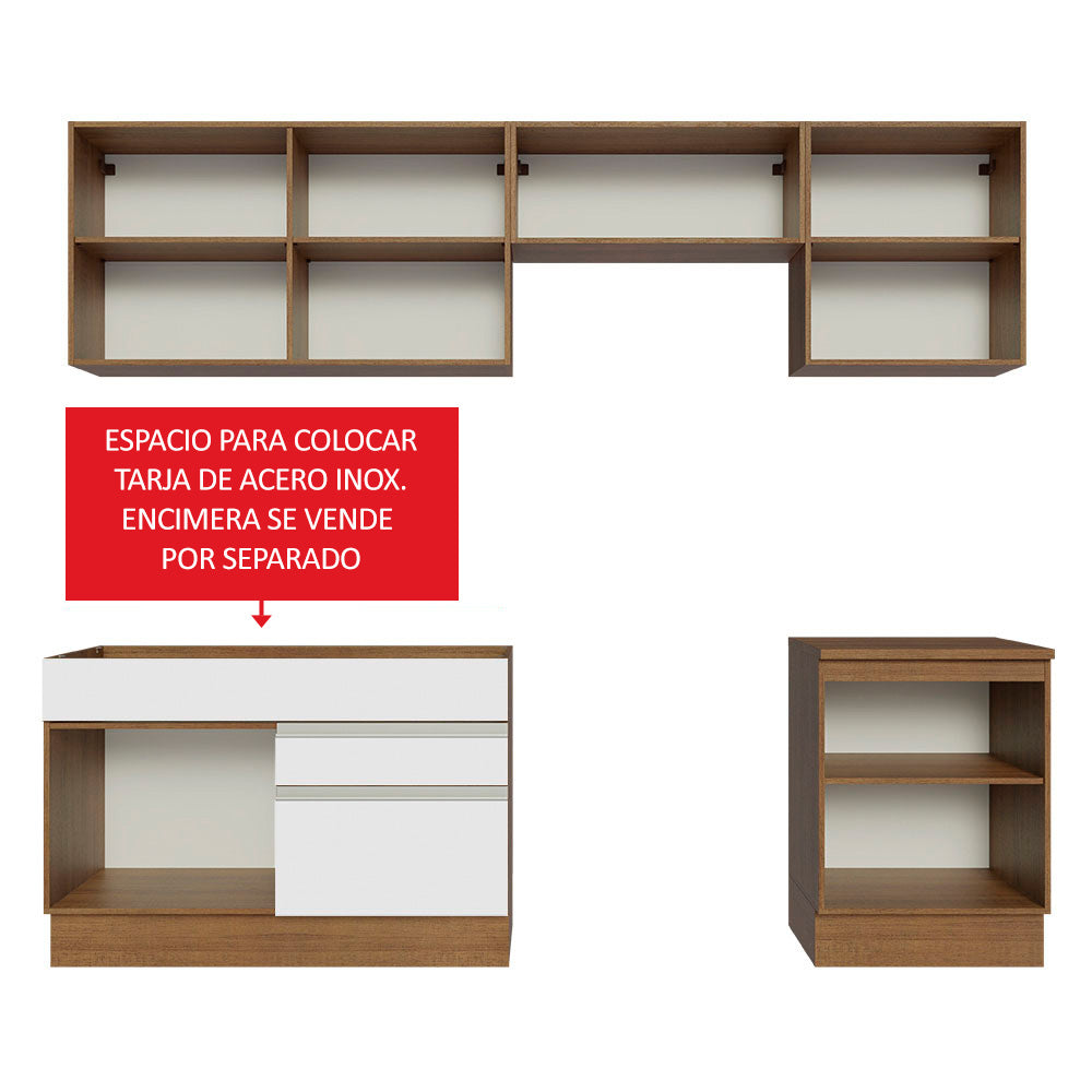 Cocina Integral Glamy 2.60 Metros Marrón/Blanco 05
