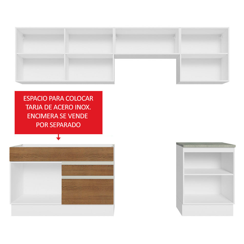 Cocina Integral Glamy 2.60 Metros Blanco/Marrón 05