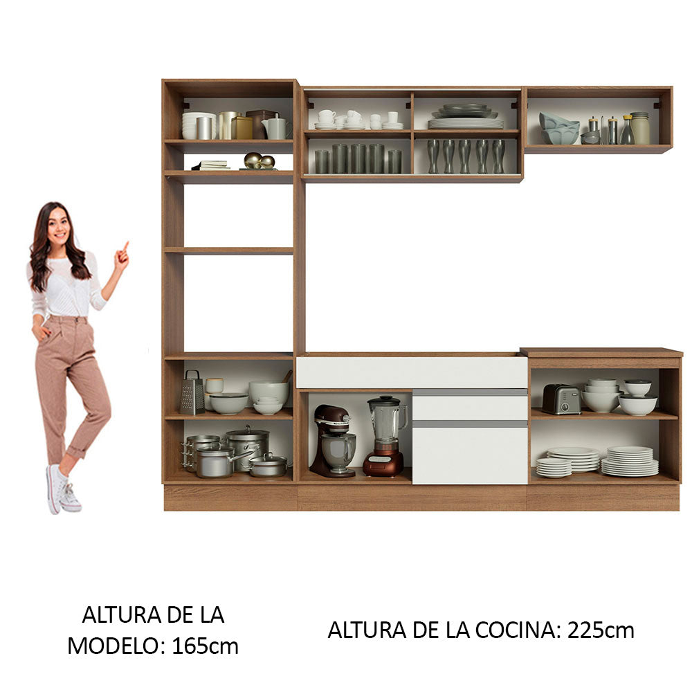 Cocina Integral Glamy 2.70 Metros Marrón/Blanco 10