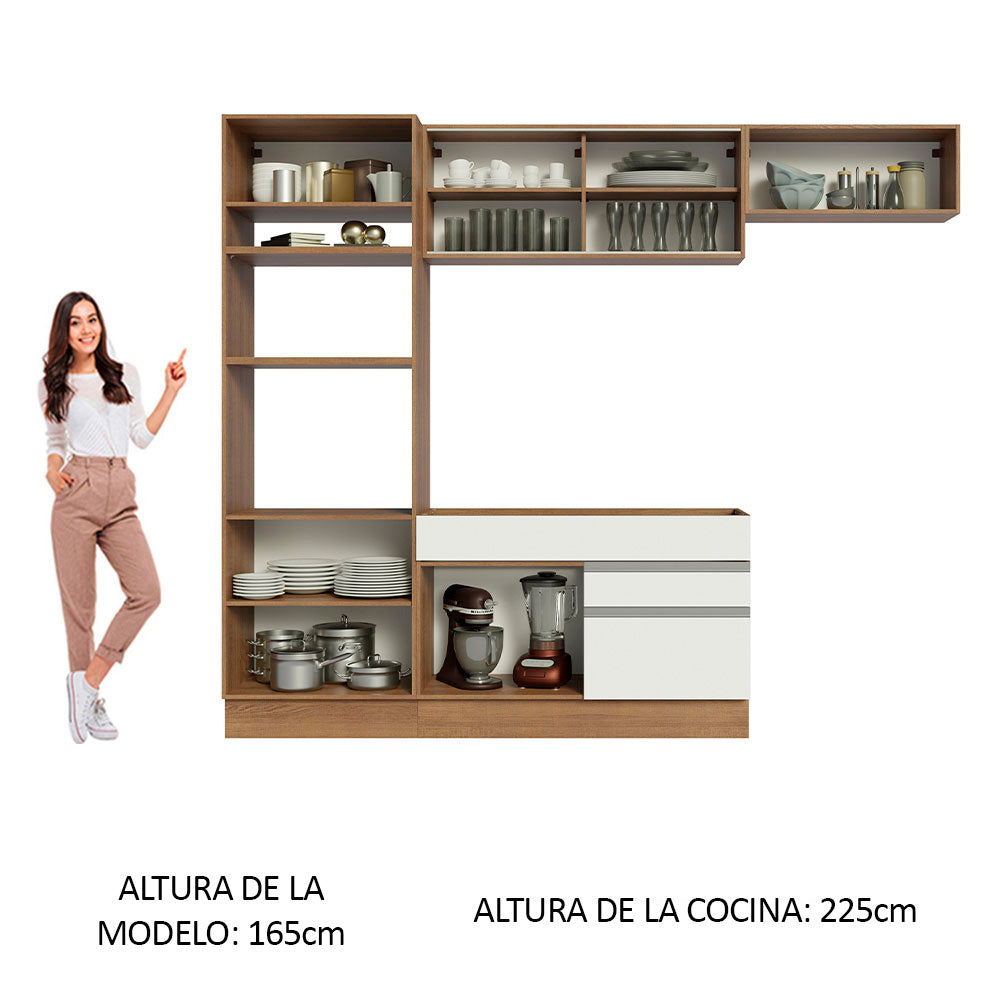 Cocina Integral Glamy 2.70 Metros Marrón/Blanco 11