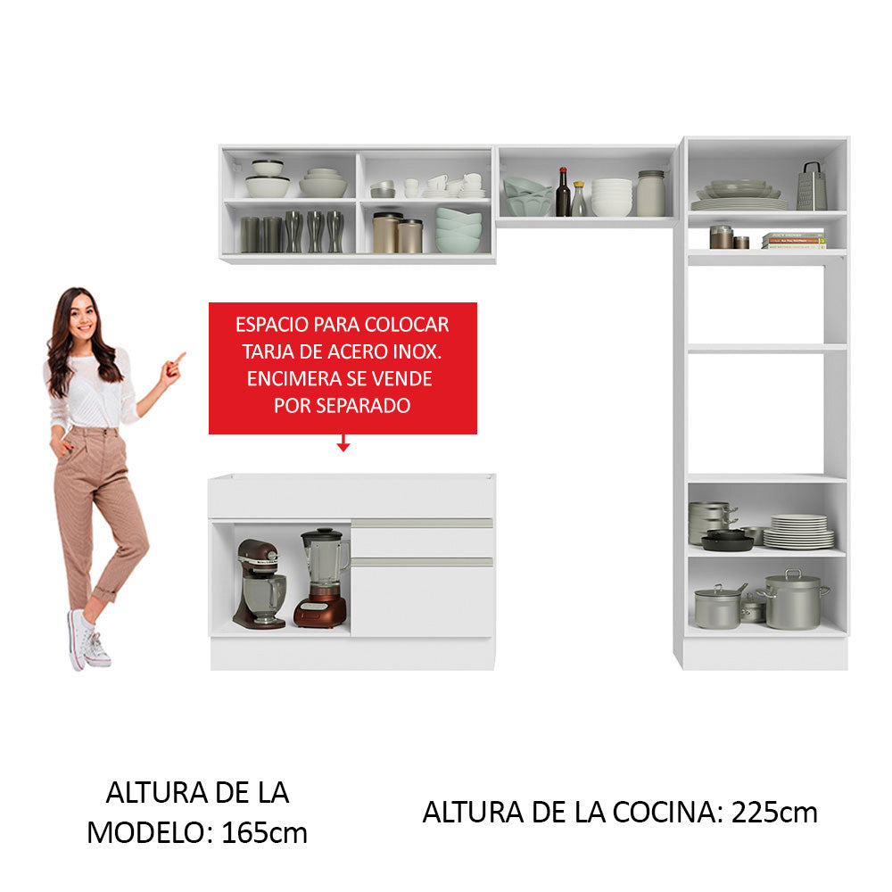 Cocina Integral Glamy 2.70 Metros Blanco 12