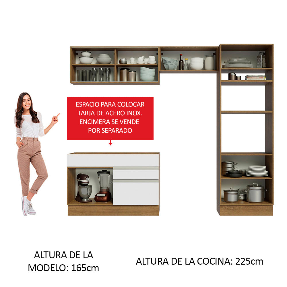 Cocina Integral Madesa Glamy 270 cm Marrón/Blanco 12