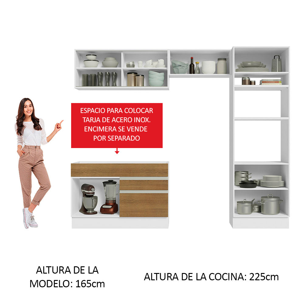 Cocina Integral Glamy 2.70 Metros Blanco/Marrón 12