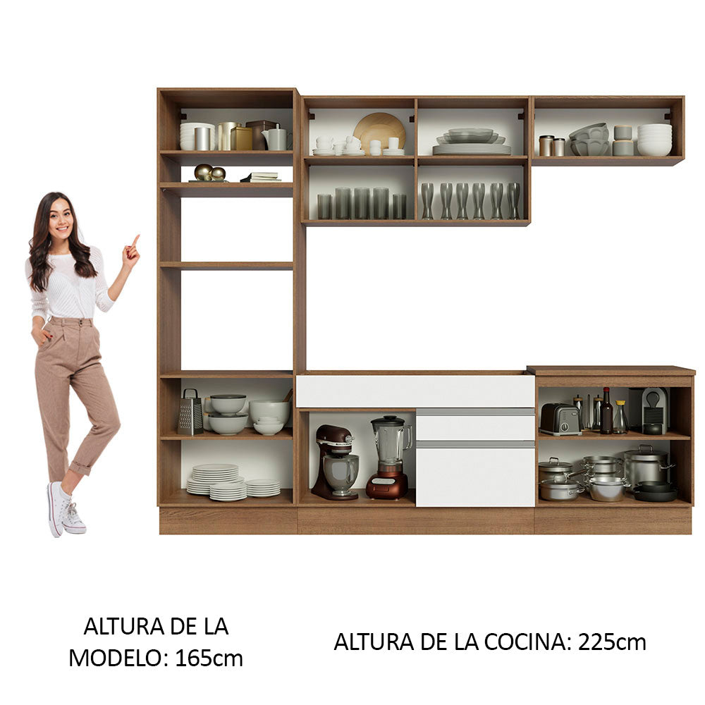 Cocina Integral Glamy 2.70 Metros Marrón/Blanco 13