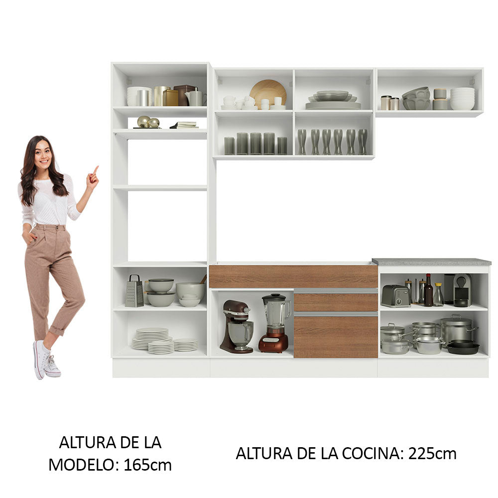 Cocina Integral Glamy 2.70 Metros Blanco/Marrón 13