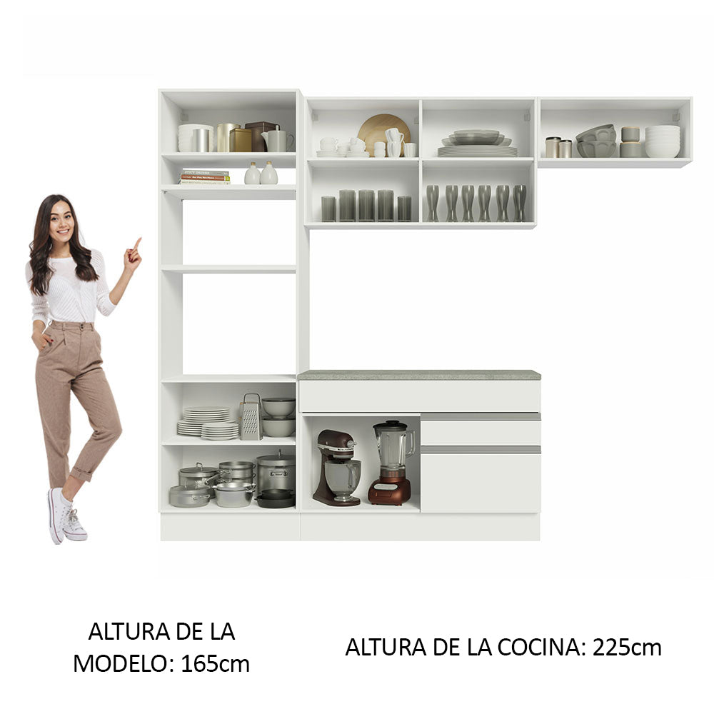 Cocina Integral Glamy 2.70 m con Encimera Blanco 14