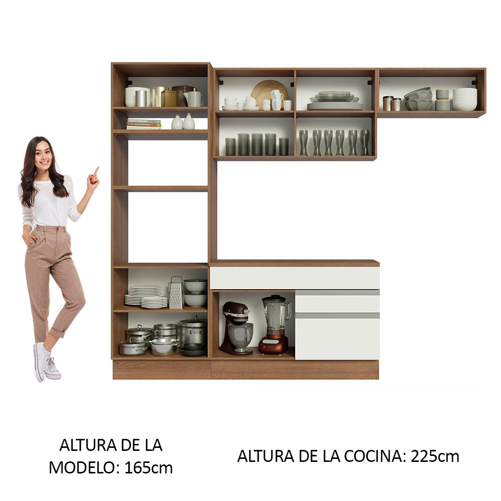 Cocina Integral Glamy 2.70 m con Encimera Marrón/Blanco 14