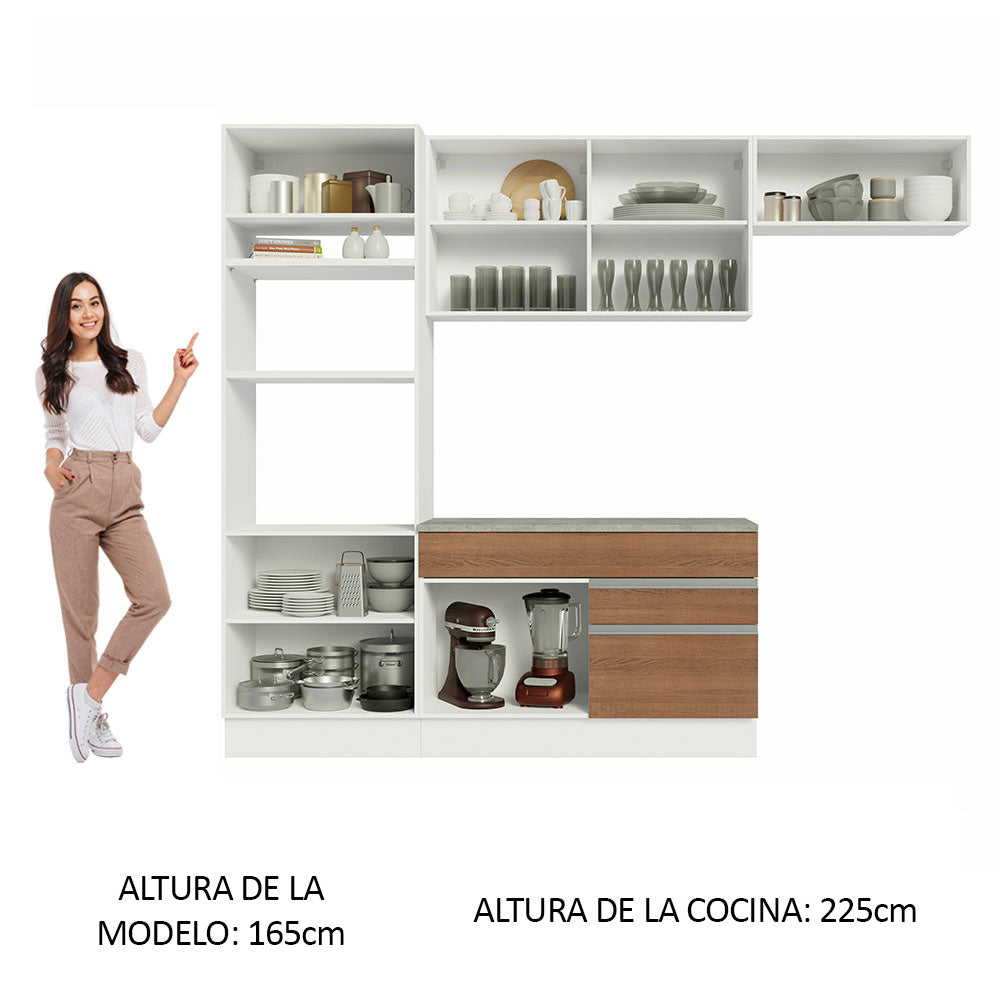 Cocina Integral Glamy 2.70 m con Encimera Blanco/Marrón 14