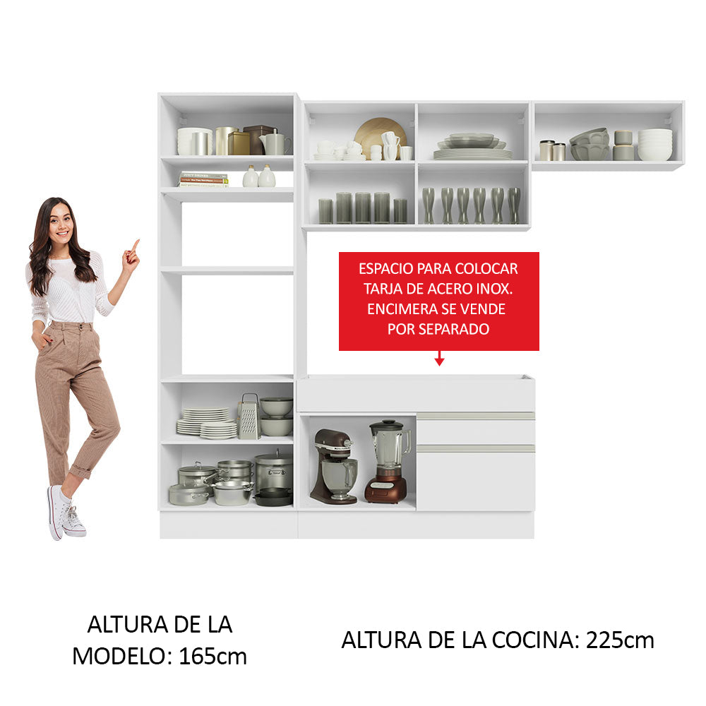 Cocina Integral Glamy 2.70 Metros Blanco 15