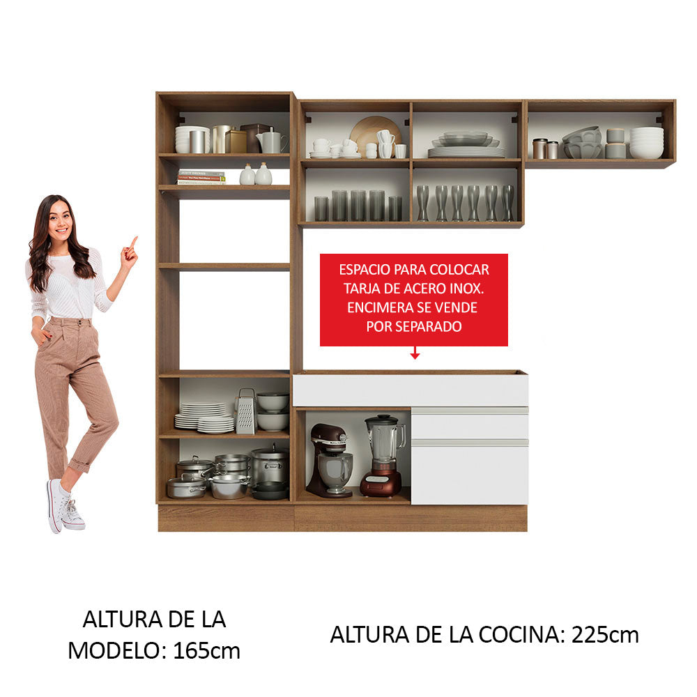 Cocina Integral Glamy 2.70 Metros Marrón/Blanco 15