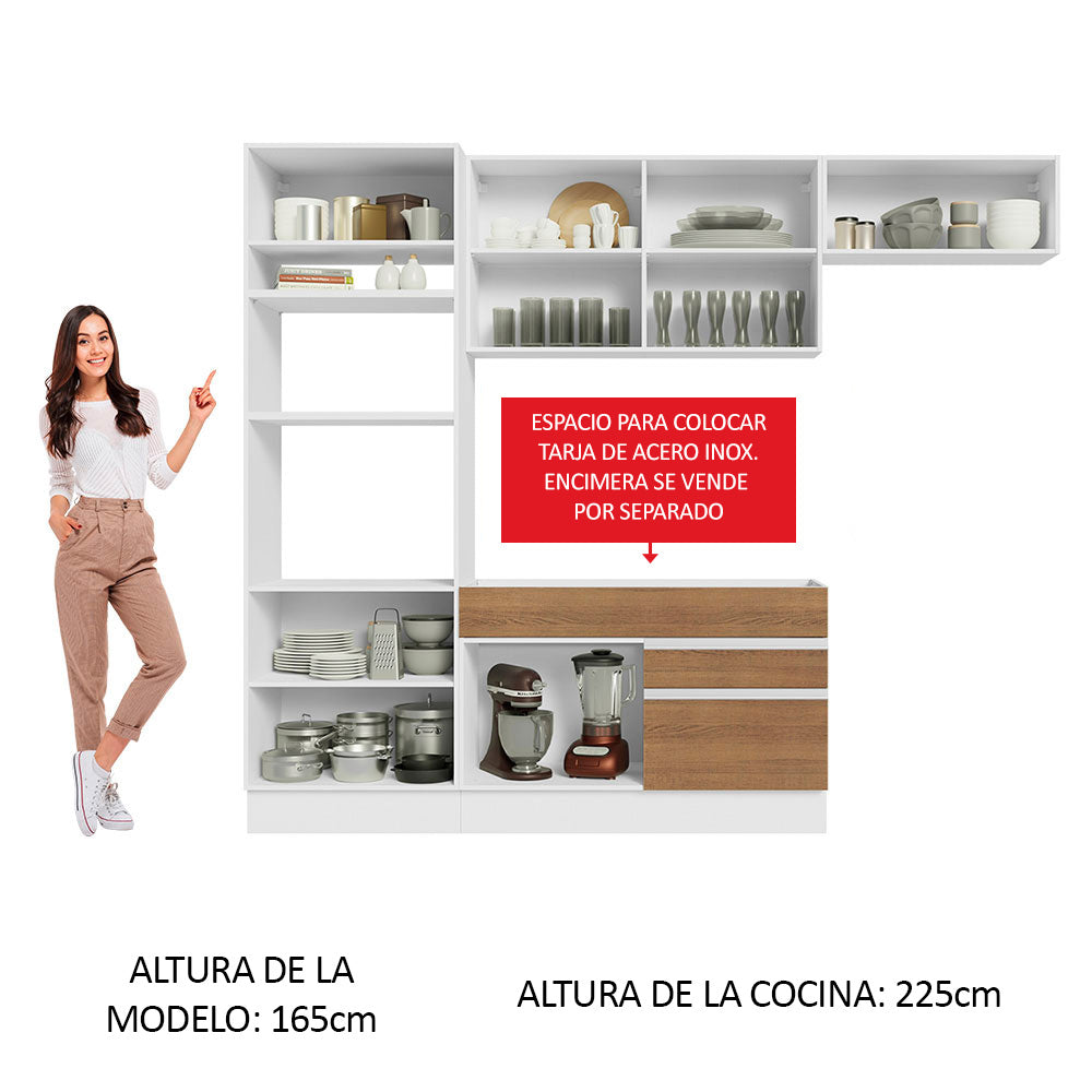 Cocina Integral Glamy 2.70 Metros Blanco/Marrón 15