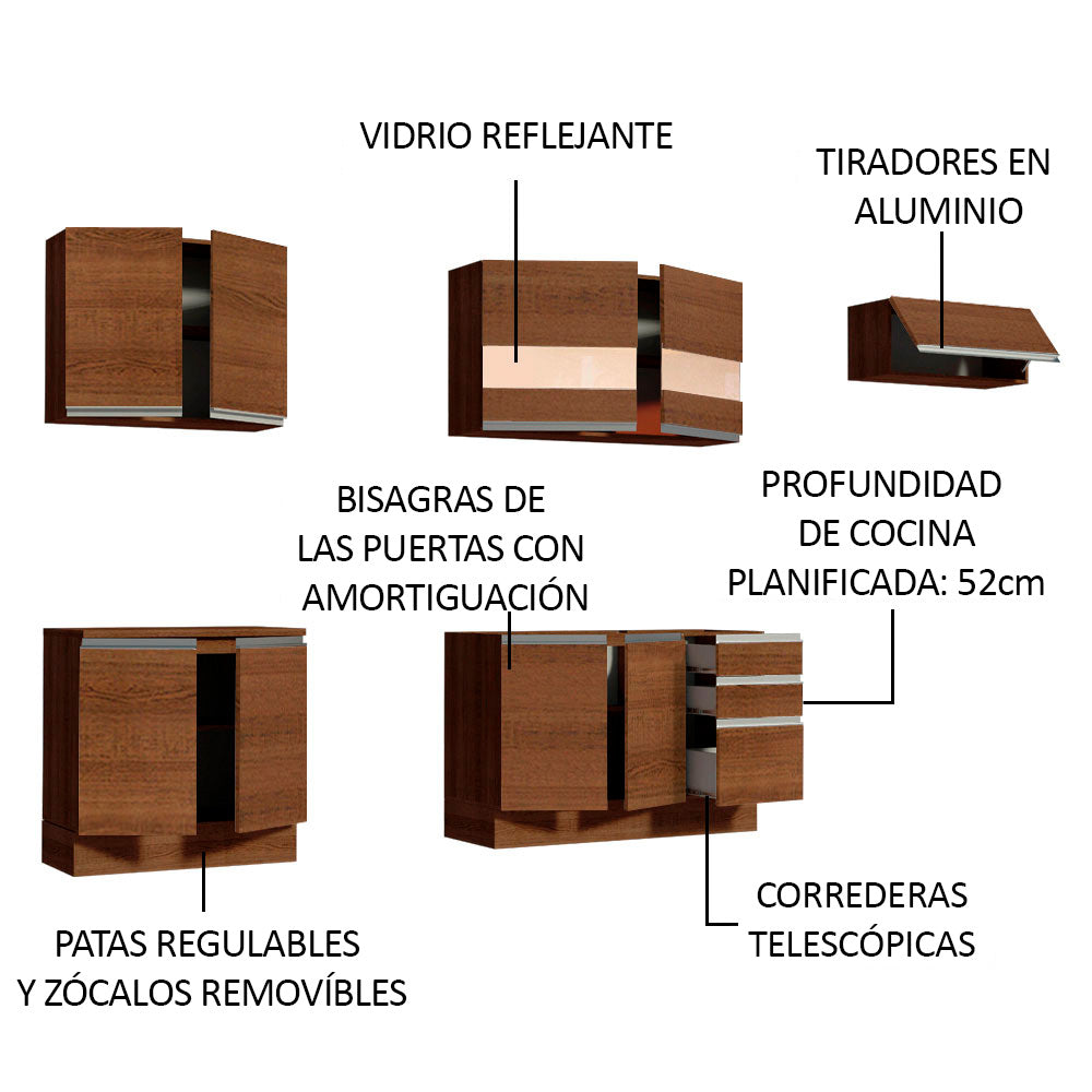 Cocina Integral Marcela 2.80 Metros Marrón