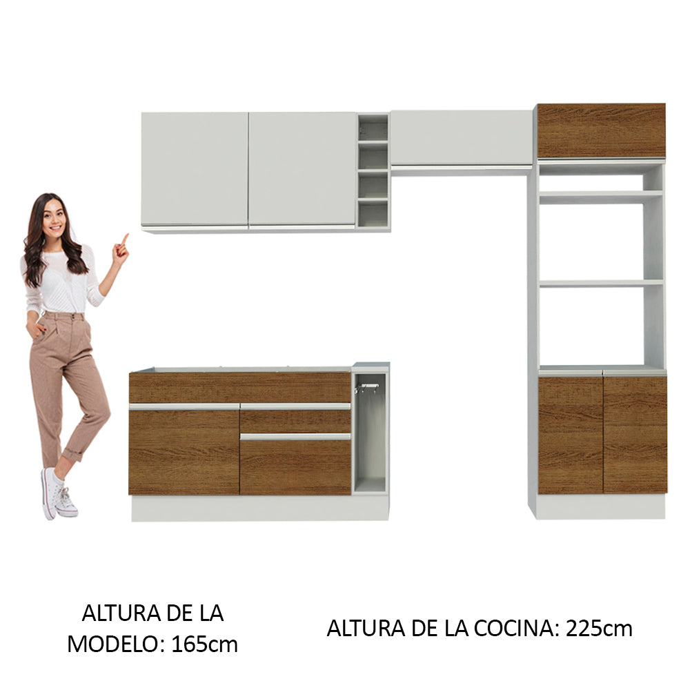 Cocina Integral Cristal 2.90 Metros Blanco/Marrón/Blanco 10