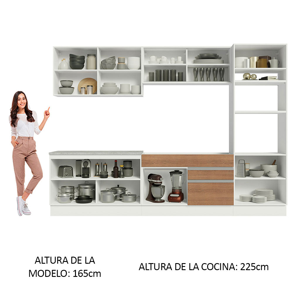 Cocina Integral Glamy 3.10 Metros Blanco/Marrón 01