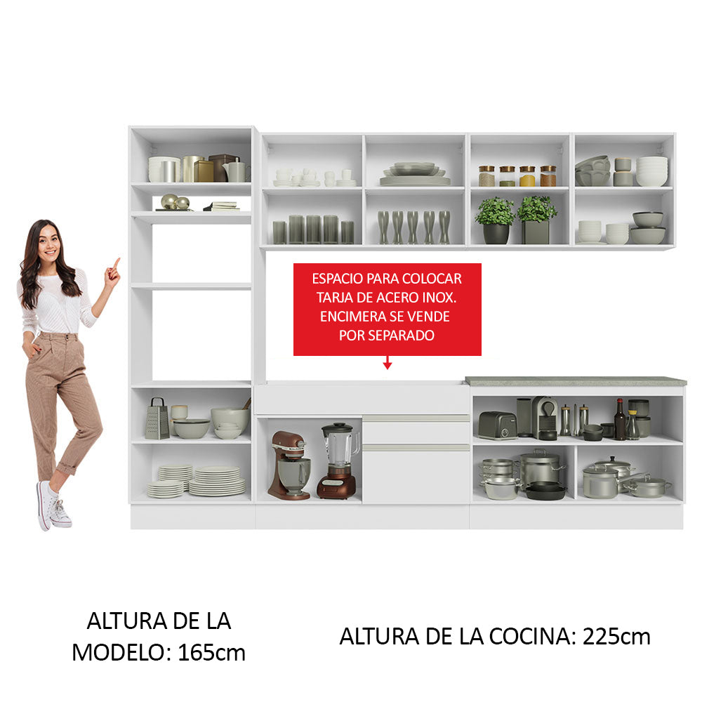 Cocina Integral Glamy 3.10 Metros Blanco 02
