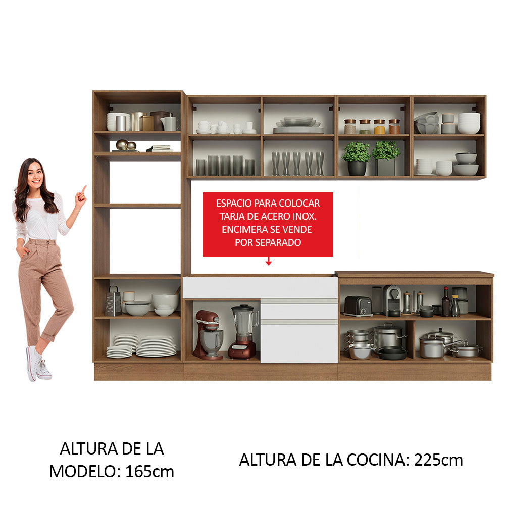 Cocina Integral Glamy 3.10 Metros Marrón/Blanco 02