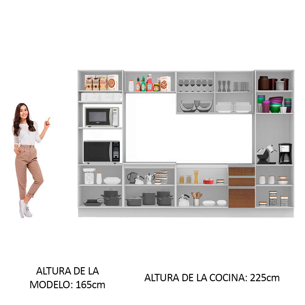 Cocina Integral Roma 3.30 Metros Blanco/Marrón