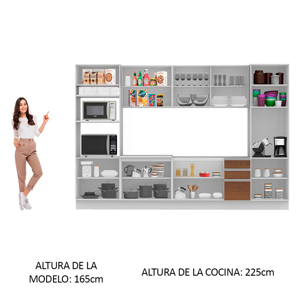 Cocina Integral Olimpia 3.30 Metros Blanco/Marrón