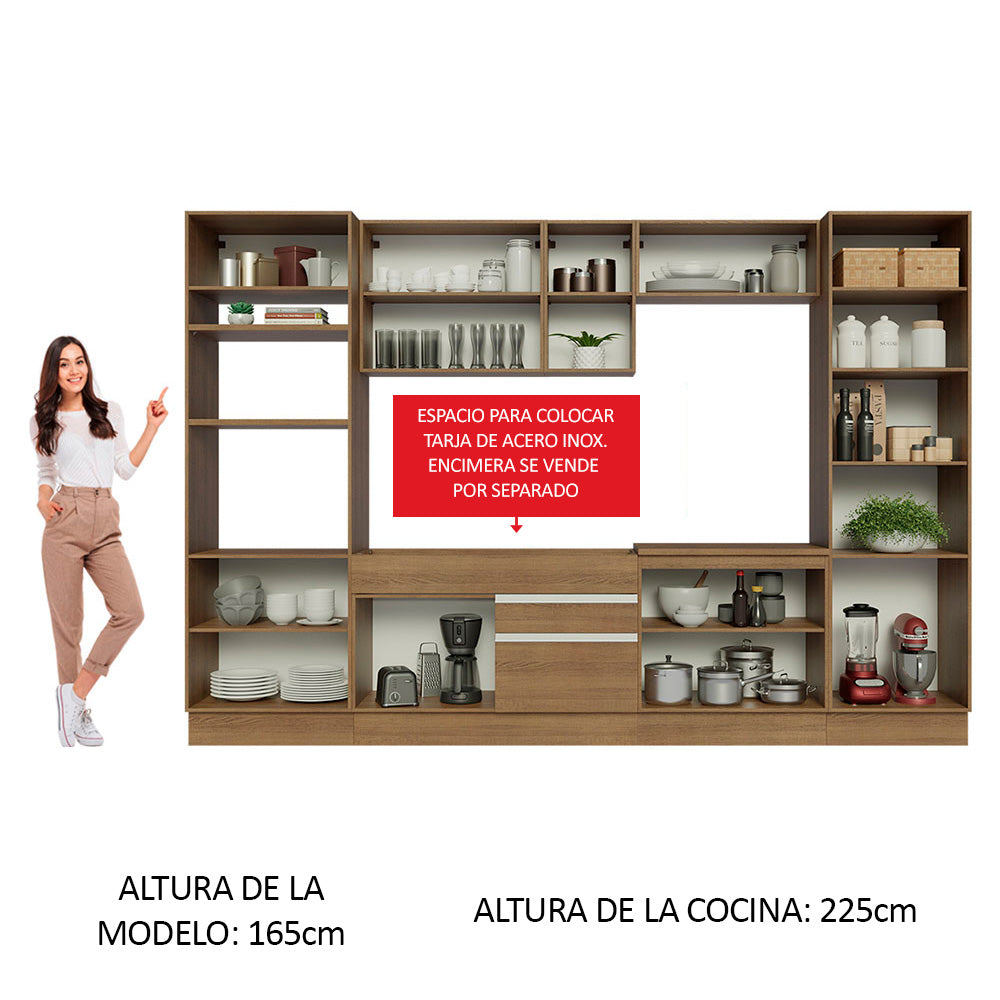 Cocina Integral Glamy 3.30 Metros Marrón