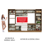 Cocina Integral Glamy 3.30 Metros Marrón/Blanco