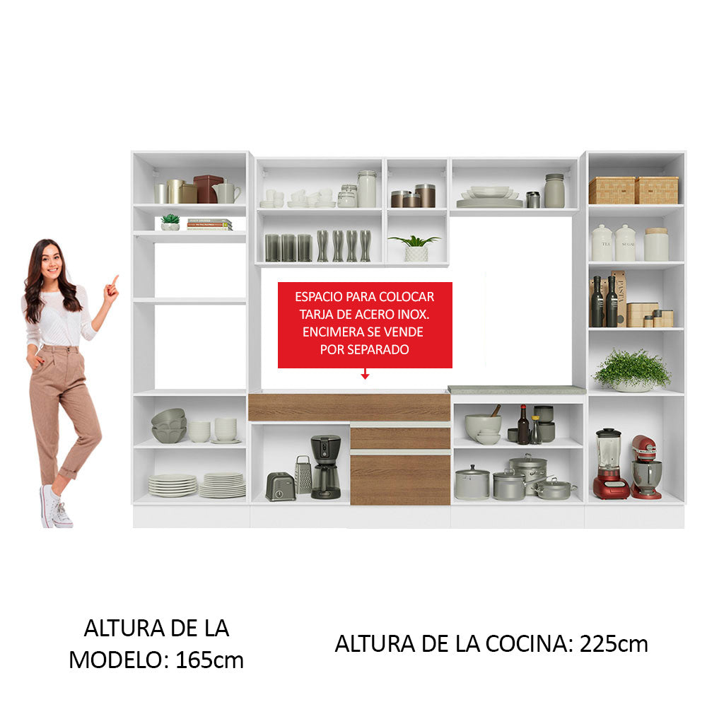 Cocina Integral Glamy 3.30 Metros Blanco/Marrón