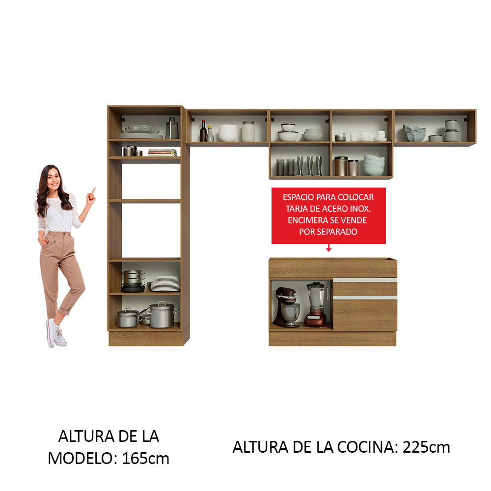 Cocina Integral Glamy 3.50 Metros Marrón