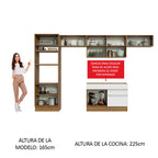 Cocina Integral Glamy 3.50 Metros Marrón/Blanco