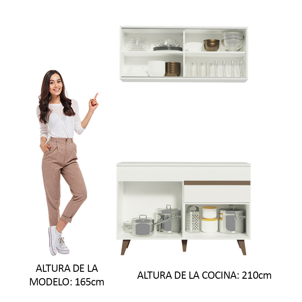 Cocina Integral Reims 1.20 m con Encimera Blanco 01