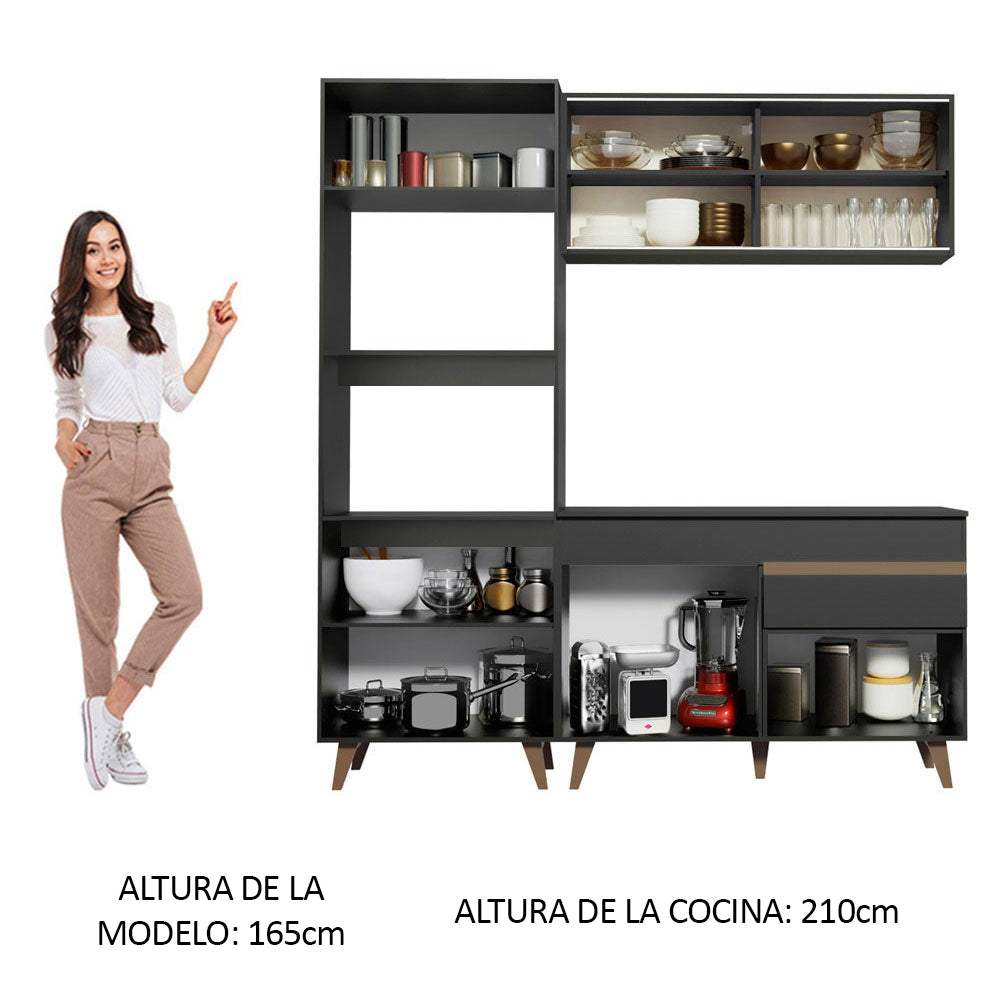 Cocina Integral Reims 1.90 m con Encimera Negro 02