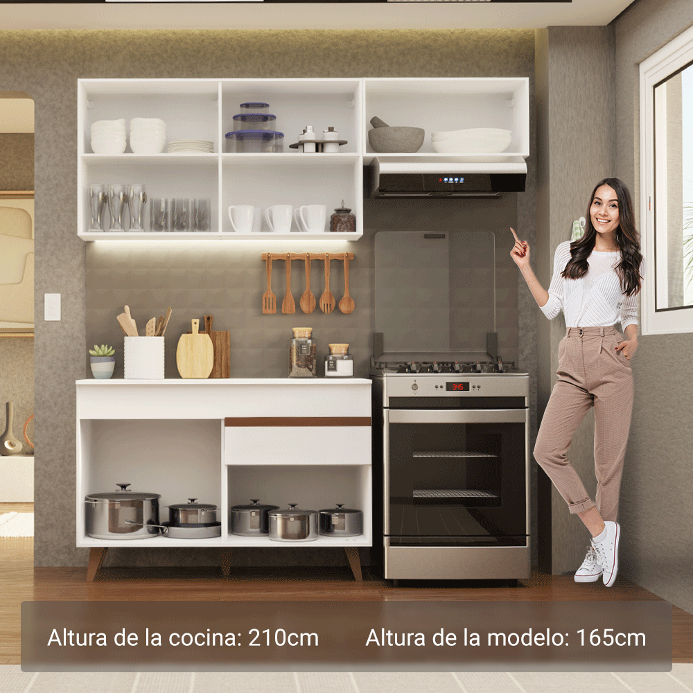 Cocina Integral Reims 1.90 m con Encimera Blanco 04