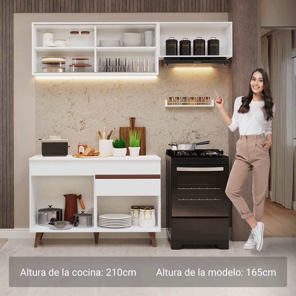 Cocina Integral Reims 1.90 m con Encimera Blanco 05