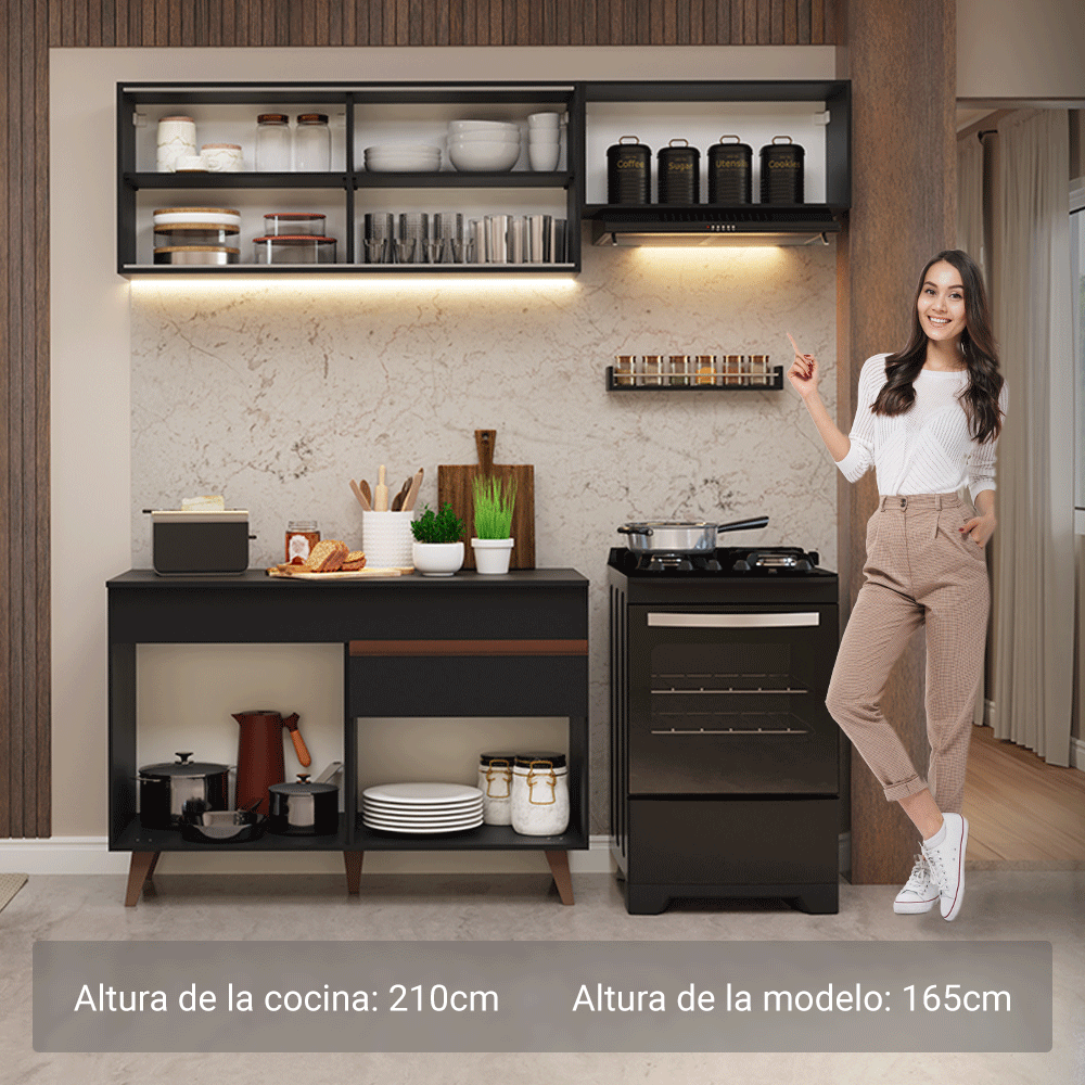 Cocina Integral Reims 1.90 m con Encimera Negro 05