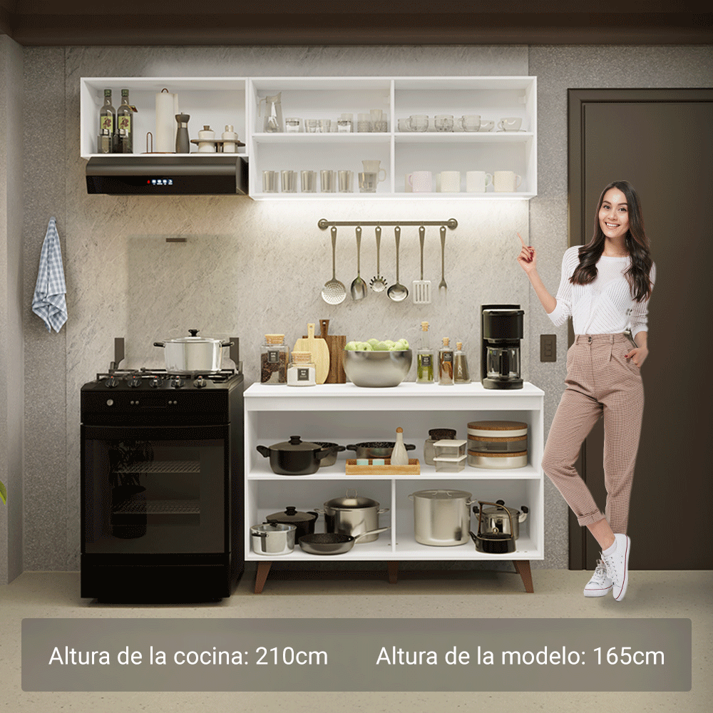 Cocina Integral Reims 1.90 m con Encimera Blanco 08