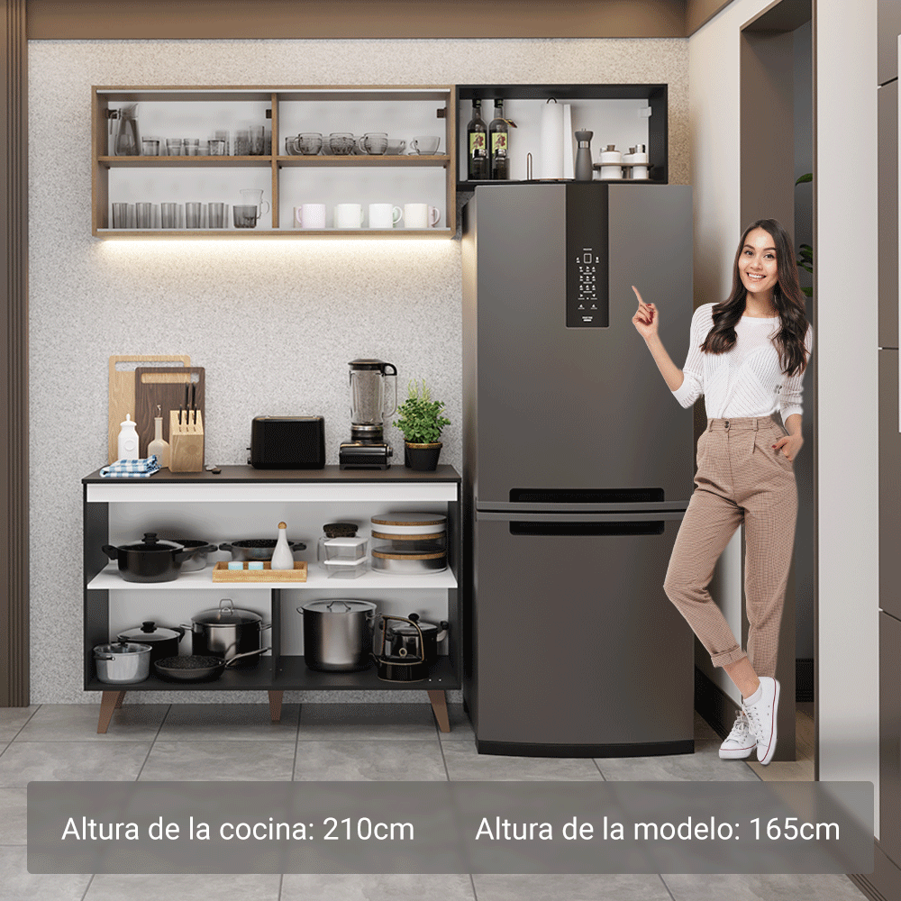 Cocina Integral Reims 1.90 m con Encimera Negro/Marrón 09