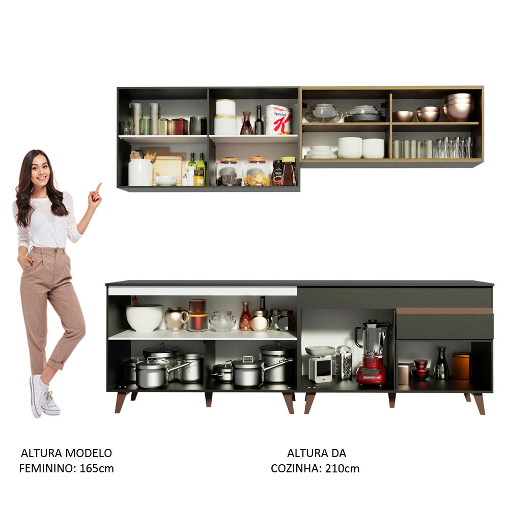 Cocina Integral Reims 2.40 m con Encimera Negro/Marrón 01