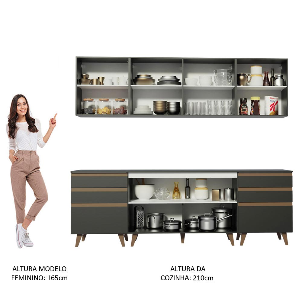 Cocina Integral Reims 2.40 m con Encimera Negro 02