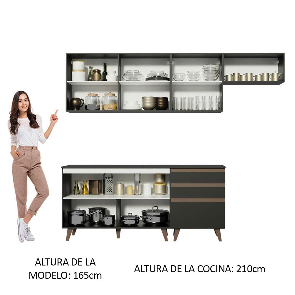 Cocina Integral Reims 2.50 m con Encimera Negro 02