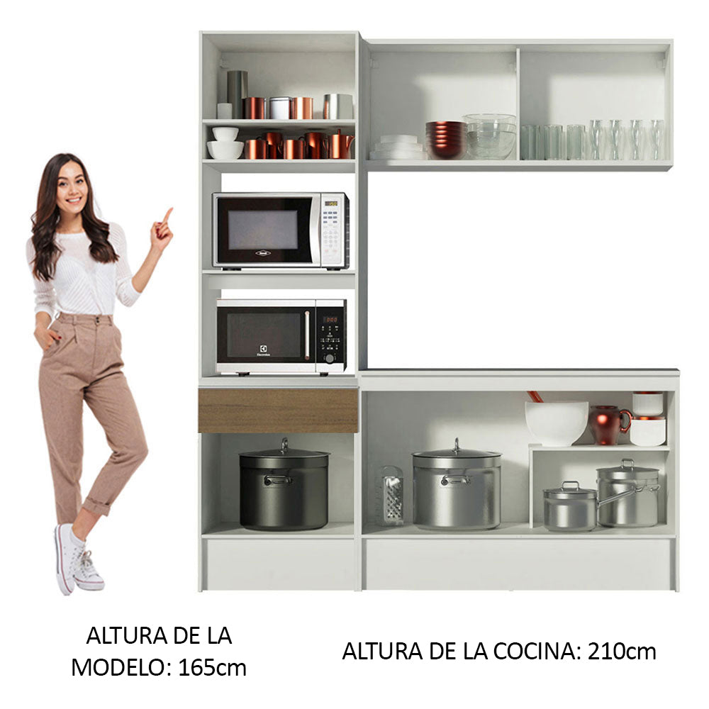 Cocina Integral Topazio Pop 1.80 m con Encimera Blanco/Marrón