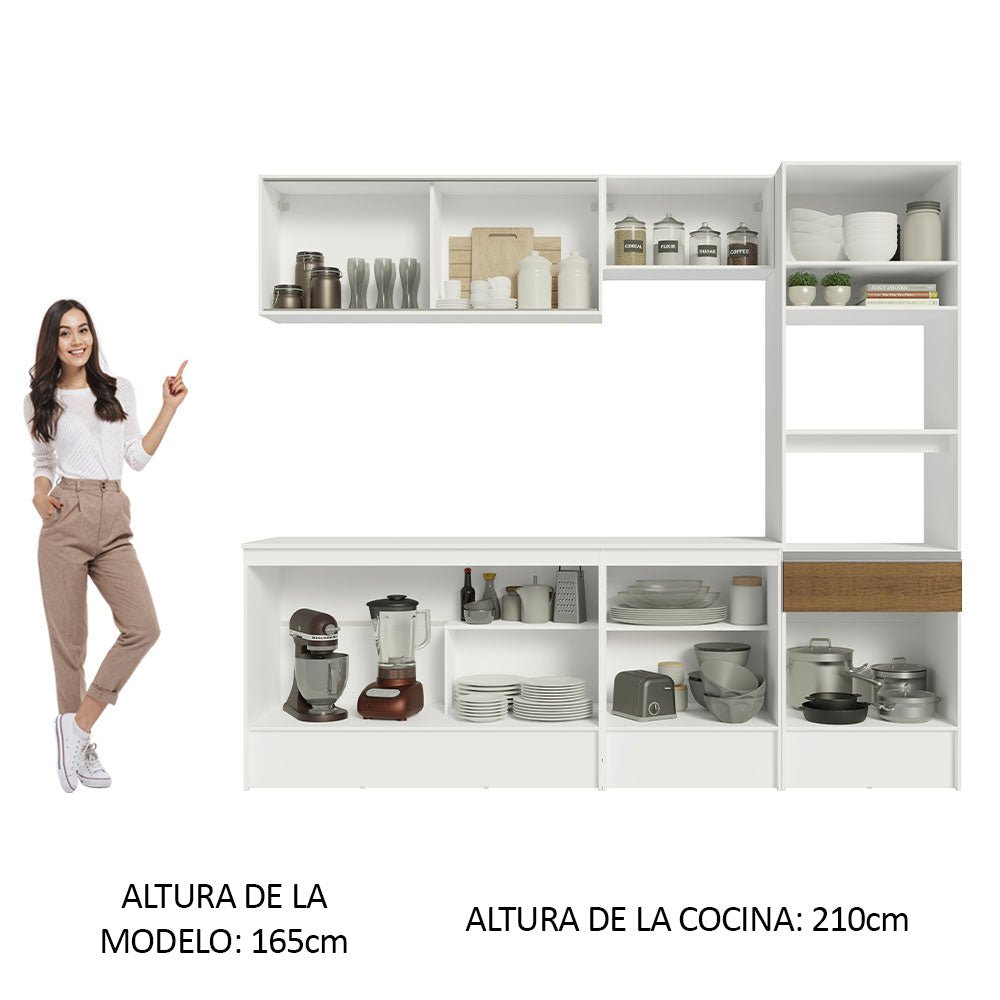 Cocina Integral Topazio 2.40 m con Encimera Blanco/Marrón 05