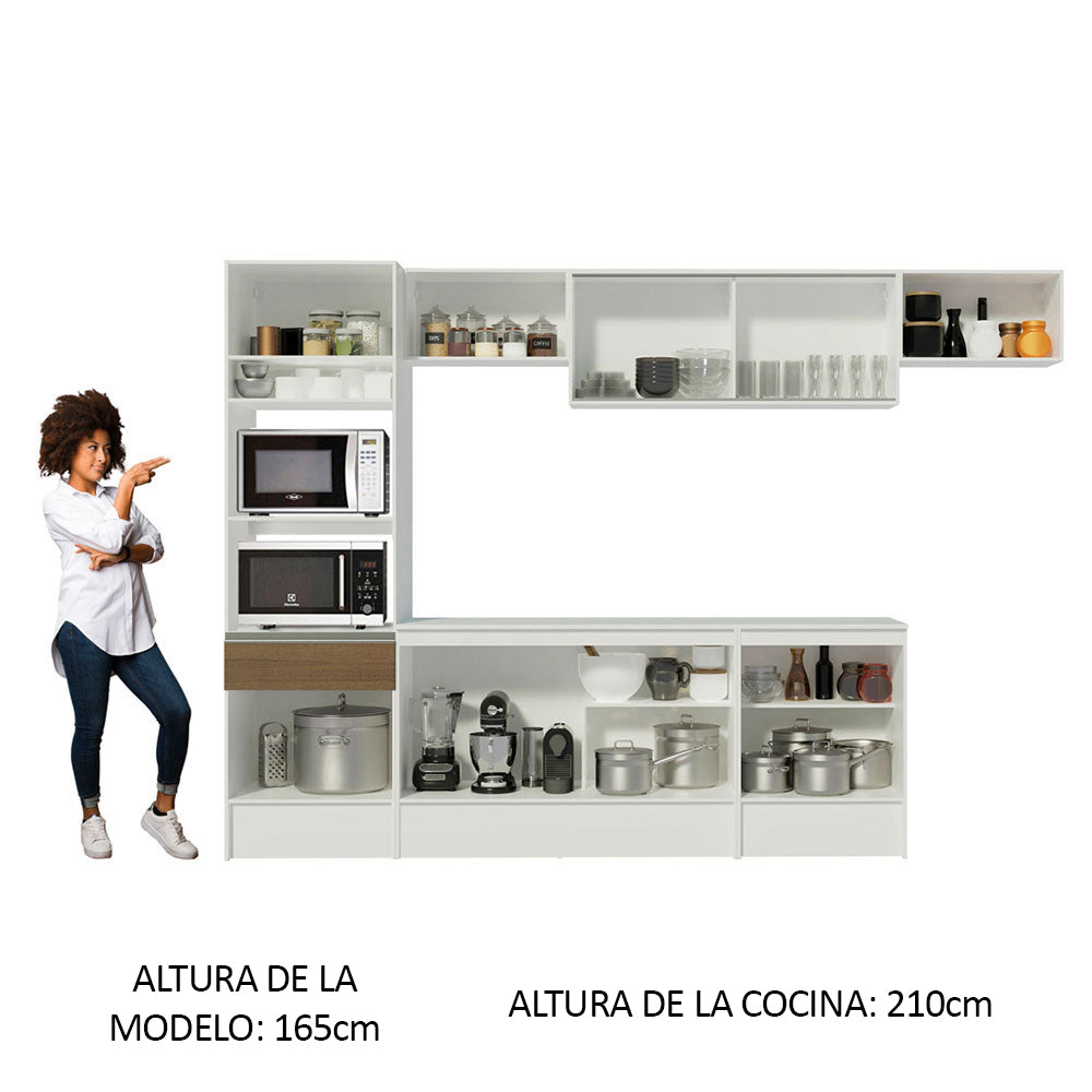 Cocina Integral Topazio 3.00 m con Encimera Blanco/Marrón