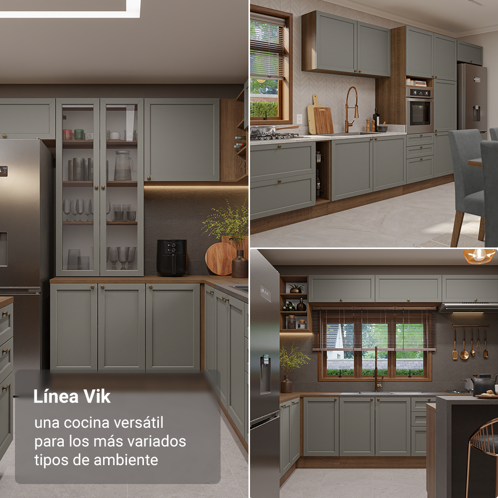 Cocina Integral Vik 1.80 Metros Marrón/Gris 03