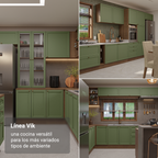 Cocina Integral Vik 3.10 Metros Marrón/Verde 01