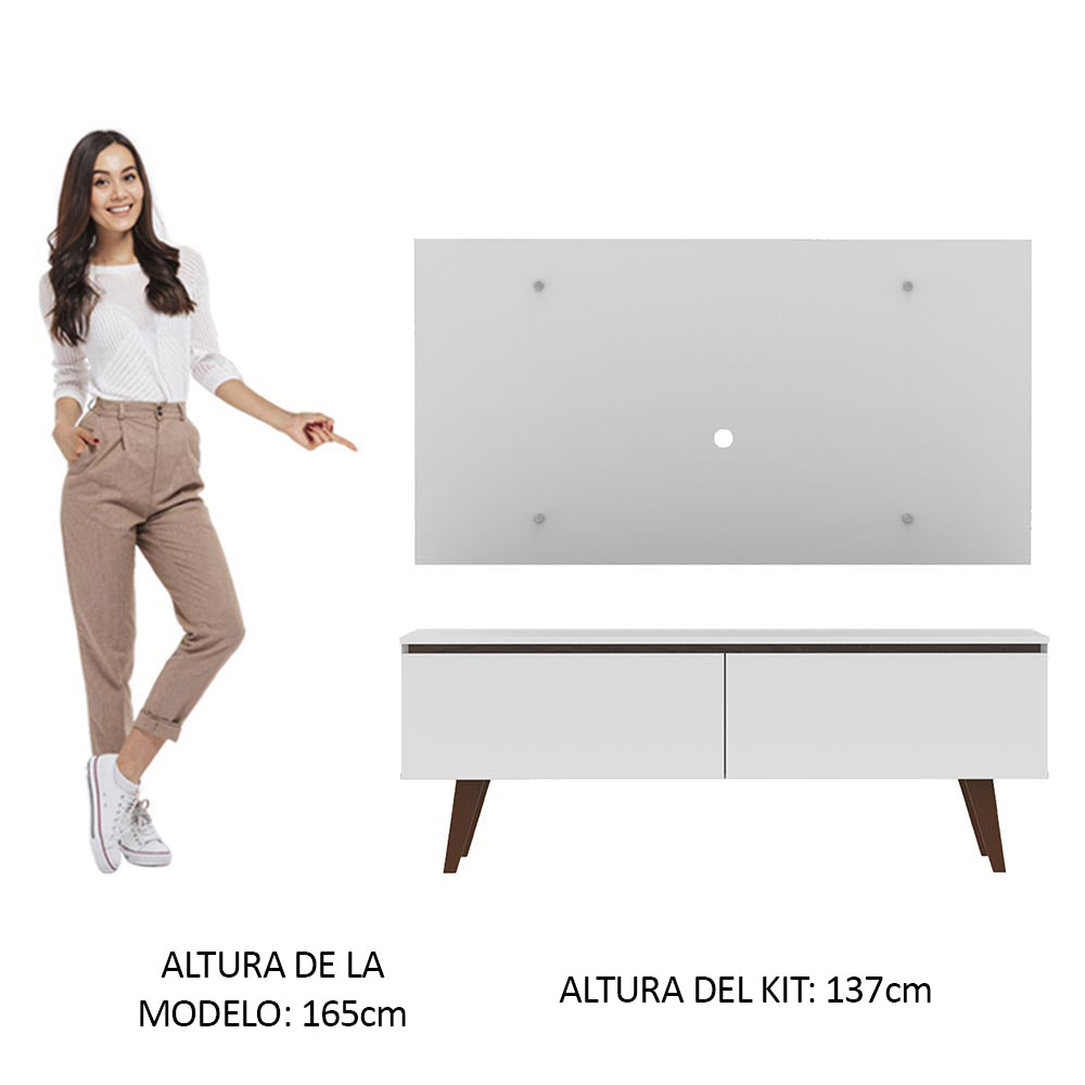 Centro de Entretenimiento para TV Le Mans Mesa y Panel Hasta 55 Pulgadas Blanco