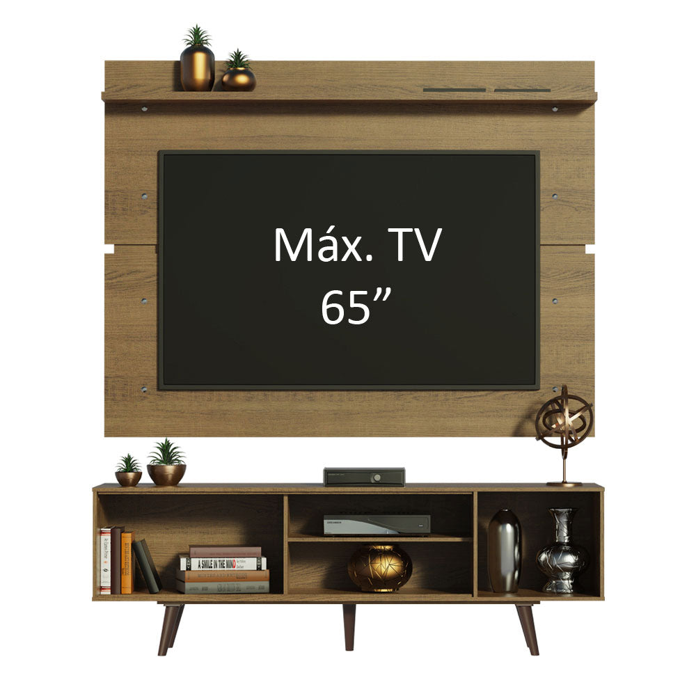 Centro de Entretenimiento para TV Dubai Mesa y Panel Hasta 65 Pulgadas Marrón/Blanco (Patas Marrón)