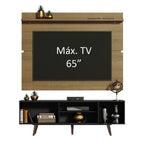 Centro de Entretenimiento para TV Dubai Mesa y Panel Hasta 65 Pulgadas Negro/Marrón (Patas Marrón)
