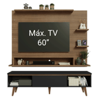 Centro de Entretenimiento para TV Reims Mesa y Panel Hasta 60 Pulgadas Marrón/Negro