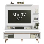 Centro de Entretenimiento para TV Reims Mesa y Panel Hasta 60 Pulgadas Blanco