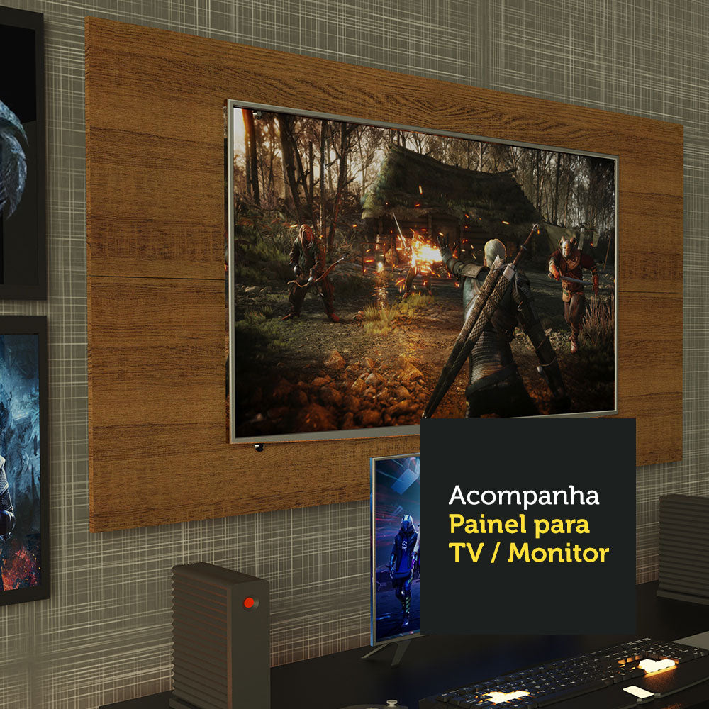 Escritorio Gamer Moderno + Panel para TV Hasta 50 Pulgadas